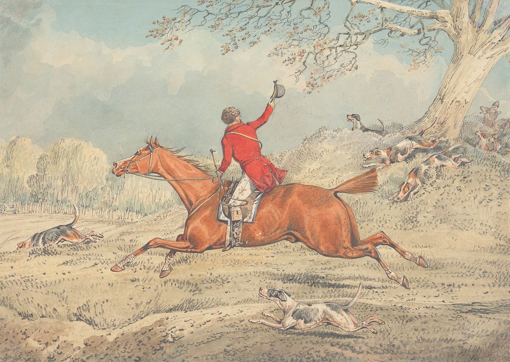 The Huntsman, Galloping to Left and Encouraging Hounds