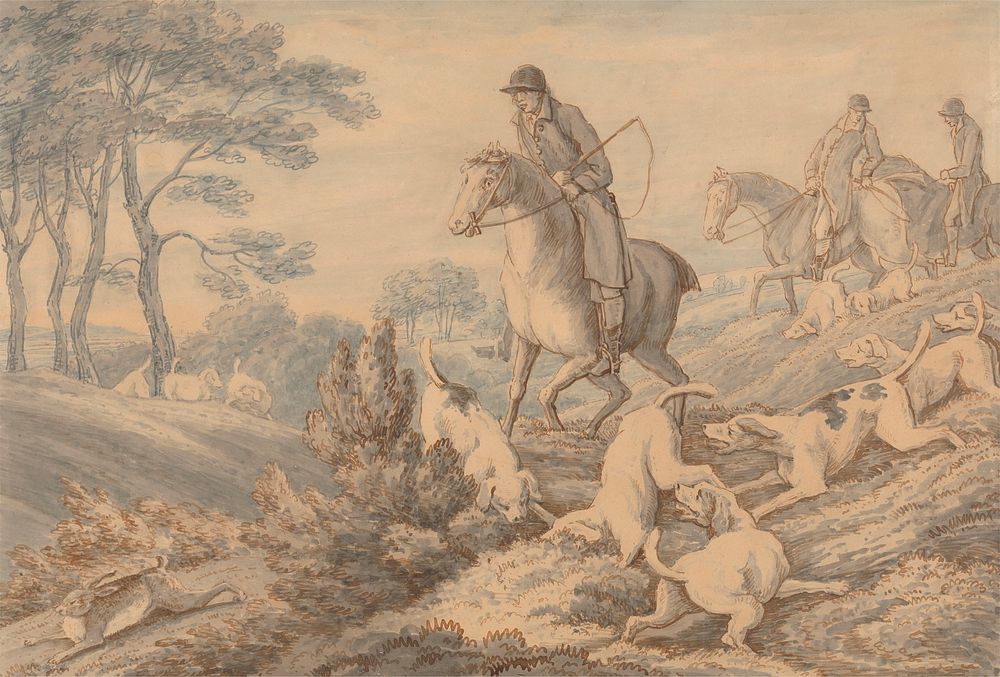 Myles Sandys' Hounds and Huntsmen Starting a Hare