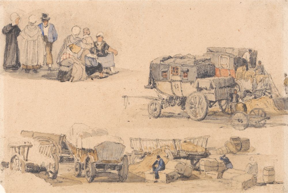 Studies of Peasants, Diligences, and Hay Wagons