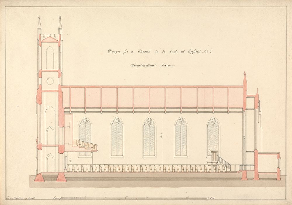 Design for a Chapel at Enfield: Longitudinal Section