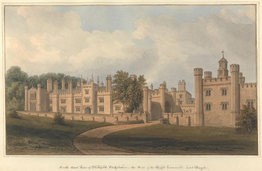 South East View of Blithfield, Staffordshire; the Seat of the Right Honourable Lord Bagot
