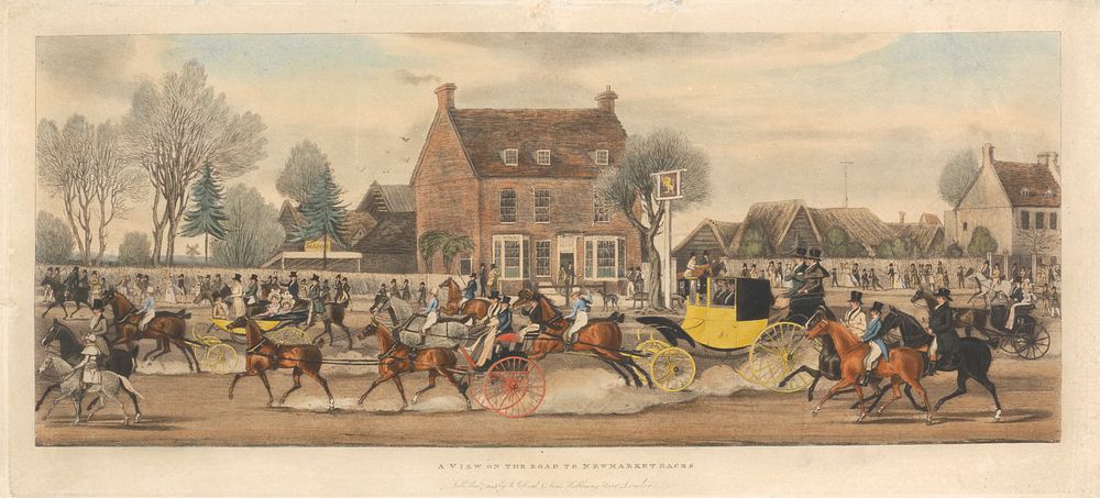 Racing [set of four]:   2. A View of the Road to Newmarket Races
