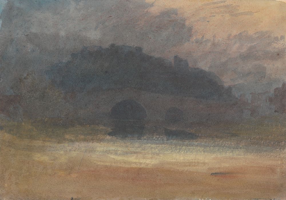 Evening Landscape with Castle and Bridge in Yorkshire