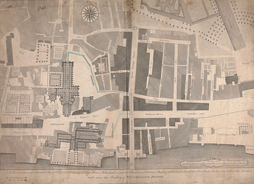 A Plan of Part of the Ancient City of Westminster, from College Street to Whitehall, and from the Thames to St. James's…