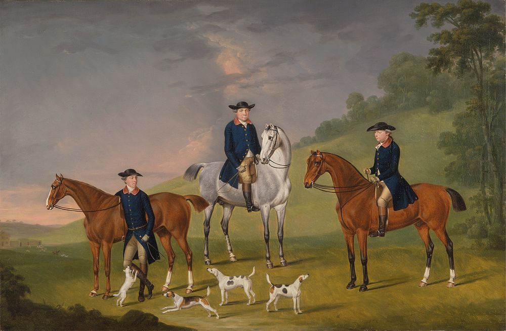 John Corbet, Sir Robert Leighton and John Kynaston with their Horses and Hounds