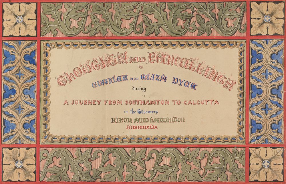 Titlepage and thirteen sheets of ms. description for "Thoughts and Pencillings"