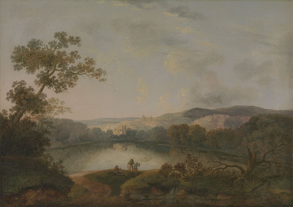 A View of a Lake with Fishermen