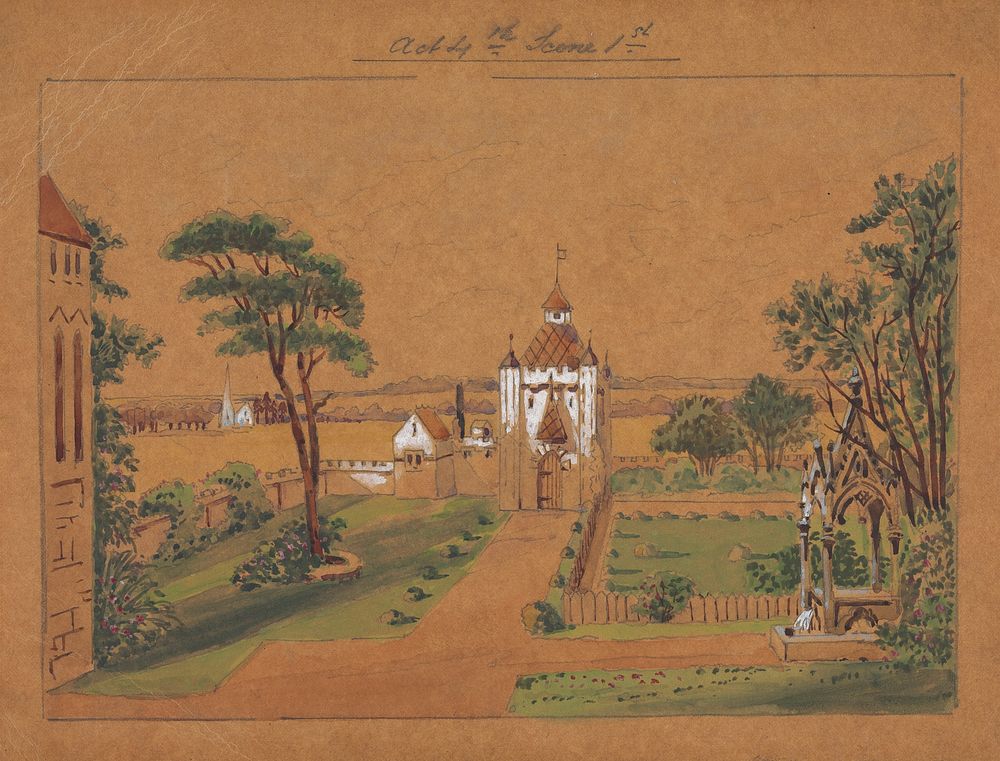 Design for Setting of Charles Kean's Richard II at the Princess's Theatre on March 12, 1857, Act 4, Scene 1