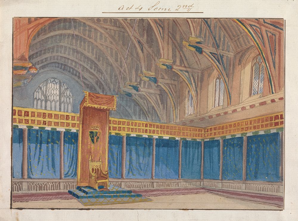 Design for Setting of Charles Kean's Richard II at the Princess's Theatre on March 12, 1857 - Act 4, Scene 2