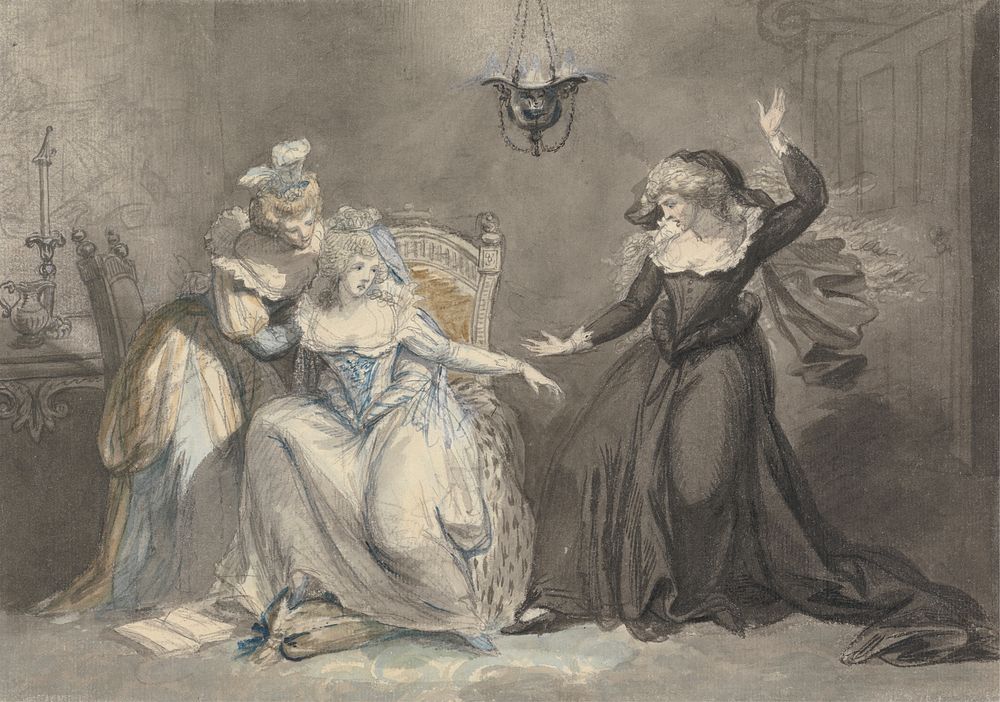 A Dramatic Scene with Three Women in an Interior by William Hamilton