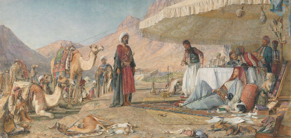 A Frank Encampment in the Desert of Mount Sinai. 1842 - The Convent of St. Catherine in the Distance