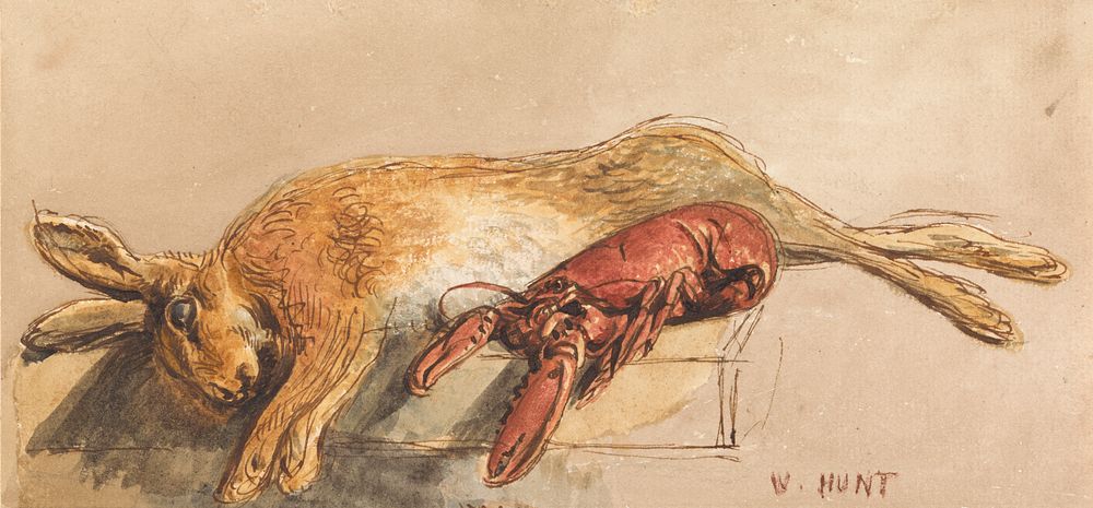 A Dead Hare and a Cooked Lobster on a Bench by William Henry Hunt
