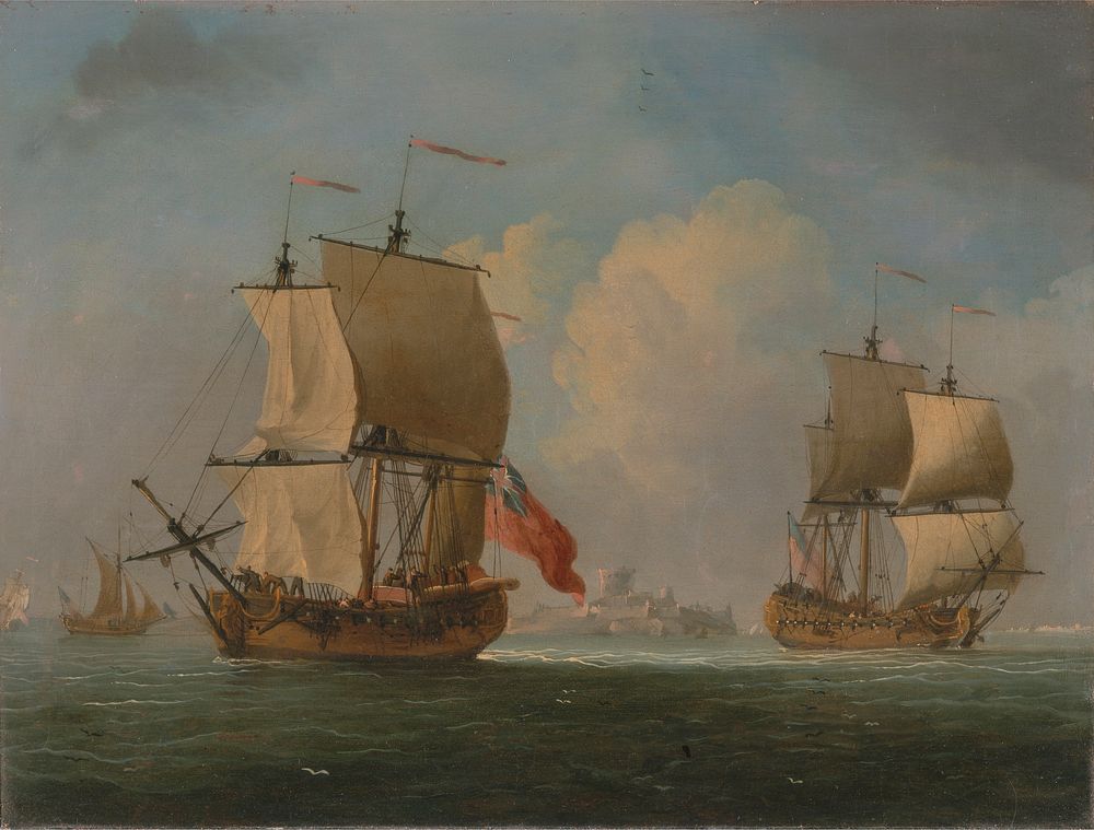 An English Sloop and a Frigate in a Light Breeze