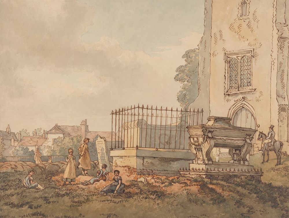 Bushey Churchyard with the Tombs of Edridge, Hearne and H. Monro by William Henry Hunt