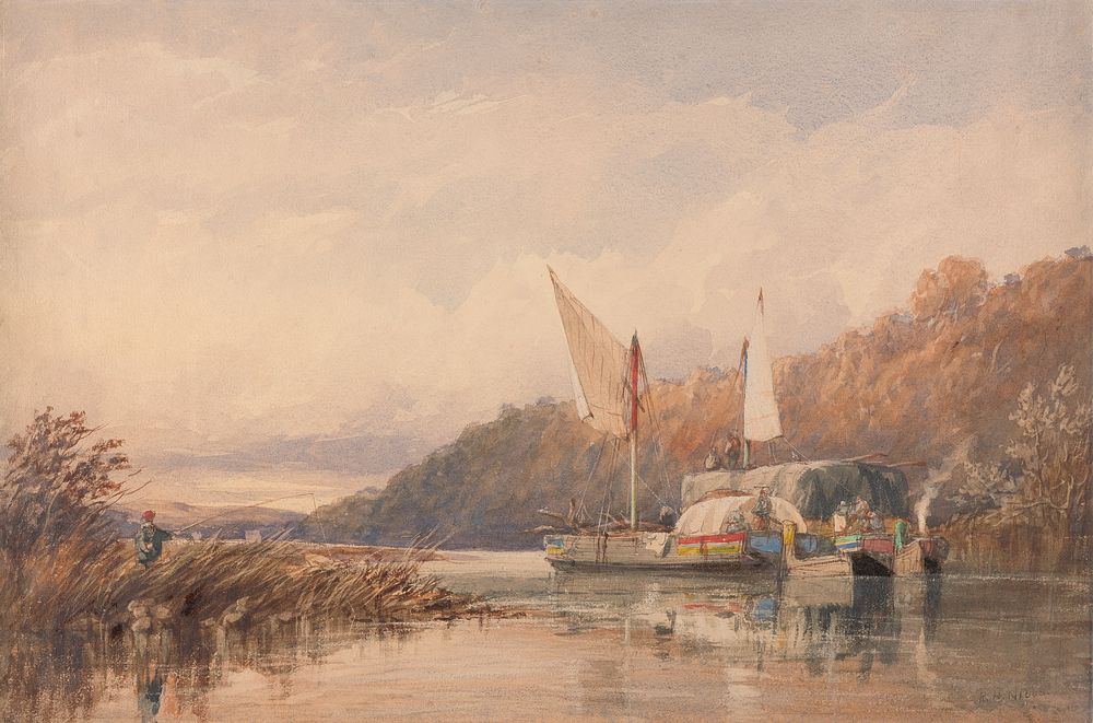 Hay and Log Barges on the Conway by Richard Henry Nibbs