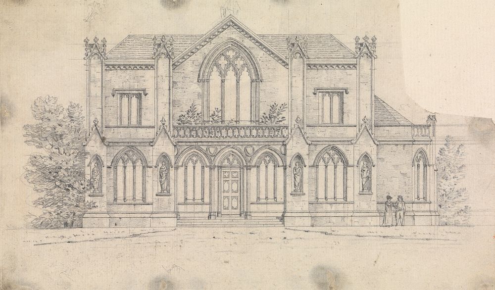 Preparatory drawing for Design 16, Plate 12 of A Collection of Designs for Rural Retreats