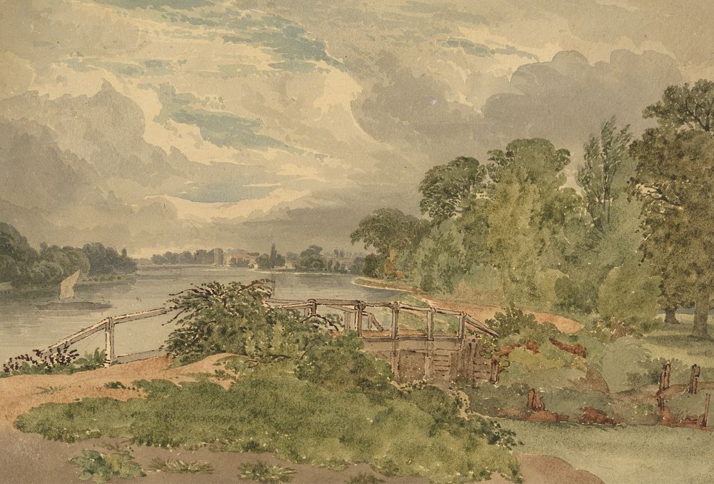 River Landscape with Lock in Foreground by Joseph Powell