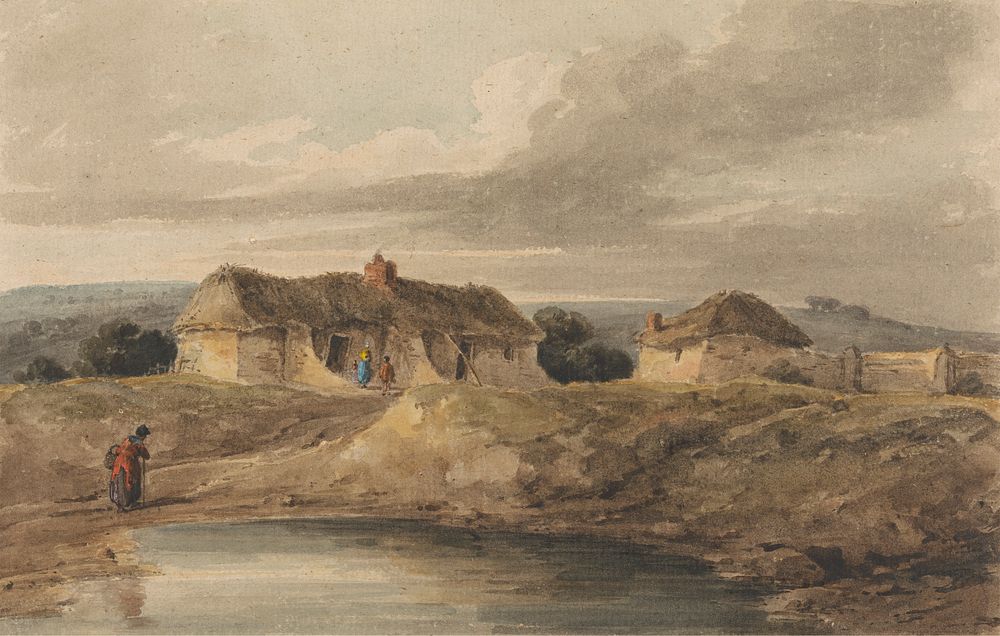 Landscape with Thatched Buildings by Amelia Long