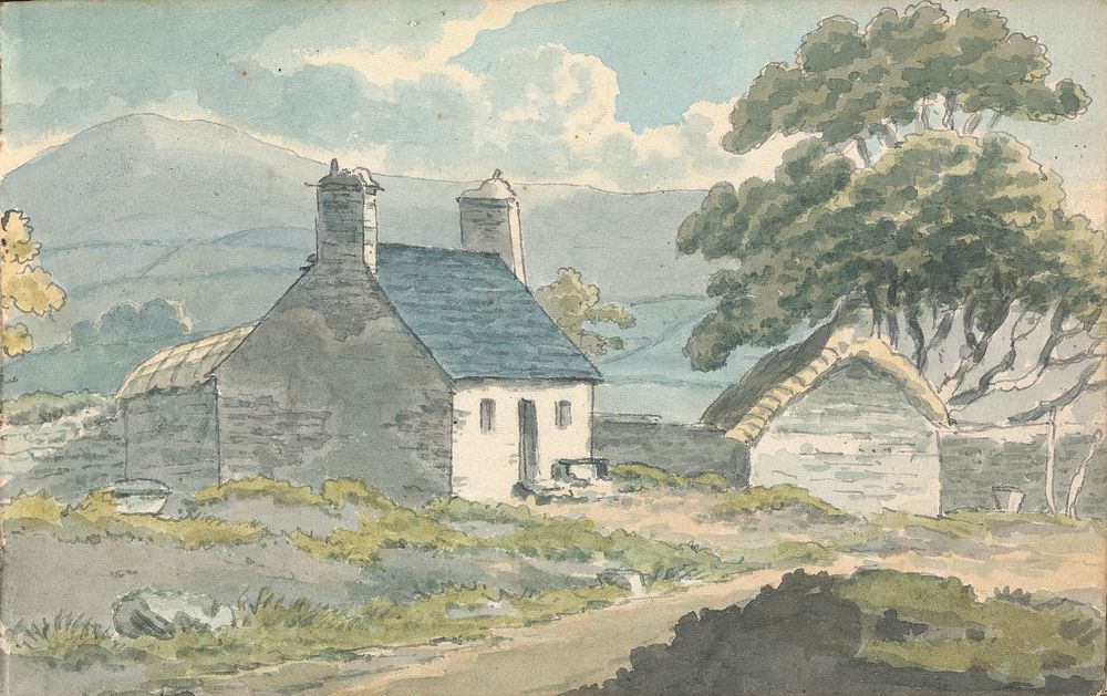 Album of Landscape and Figure Studies: Two Stone Cottages