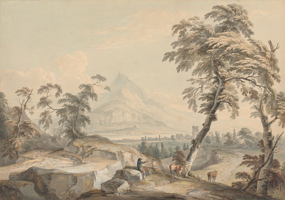 Italianate Landscape with Travelers, No. 1 by Paul Sandby