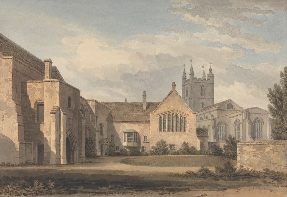 South East View of the Church and Palace at Croydon, Surrey  by John Chessell Buckler