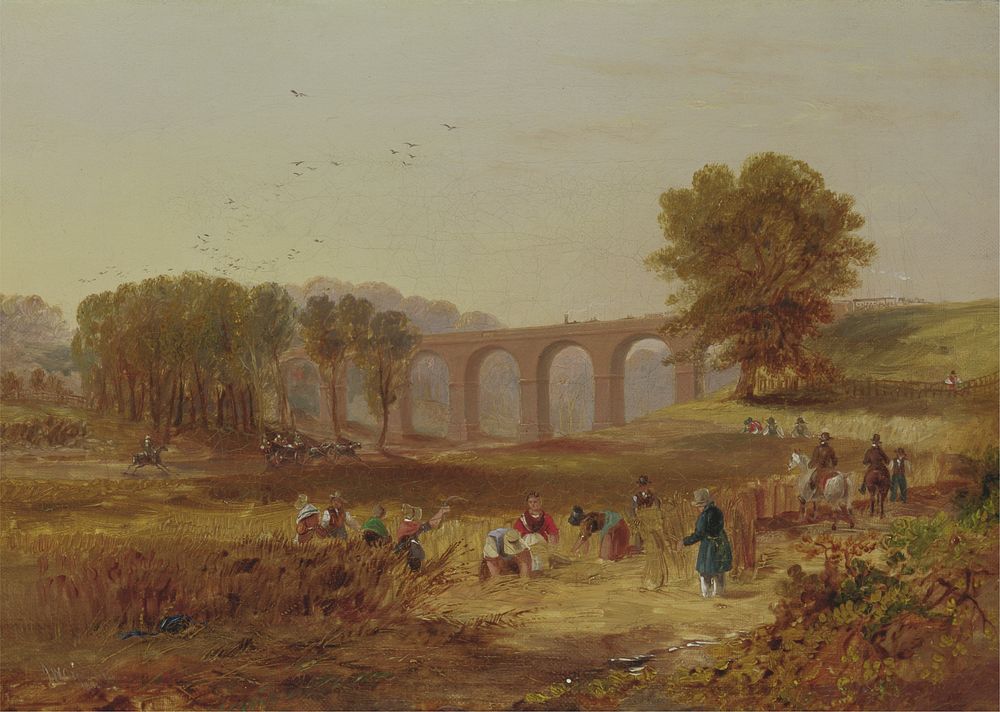 Corby Viaduct, the Newcastle and Carlisle Railway by John Wilson Carmichael