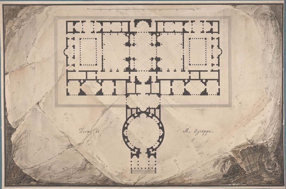 Plans of Ancient Roman Baths - Terme de M Agrippa
