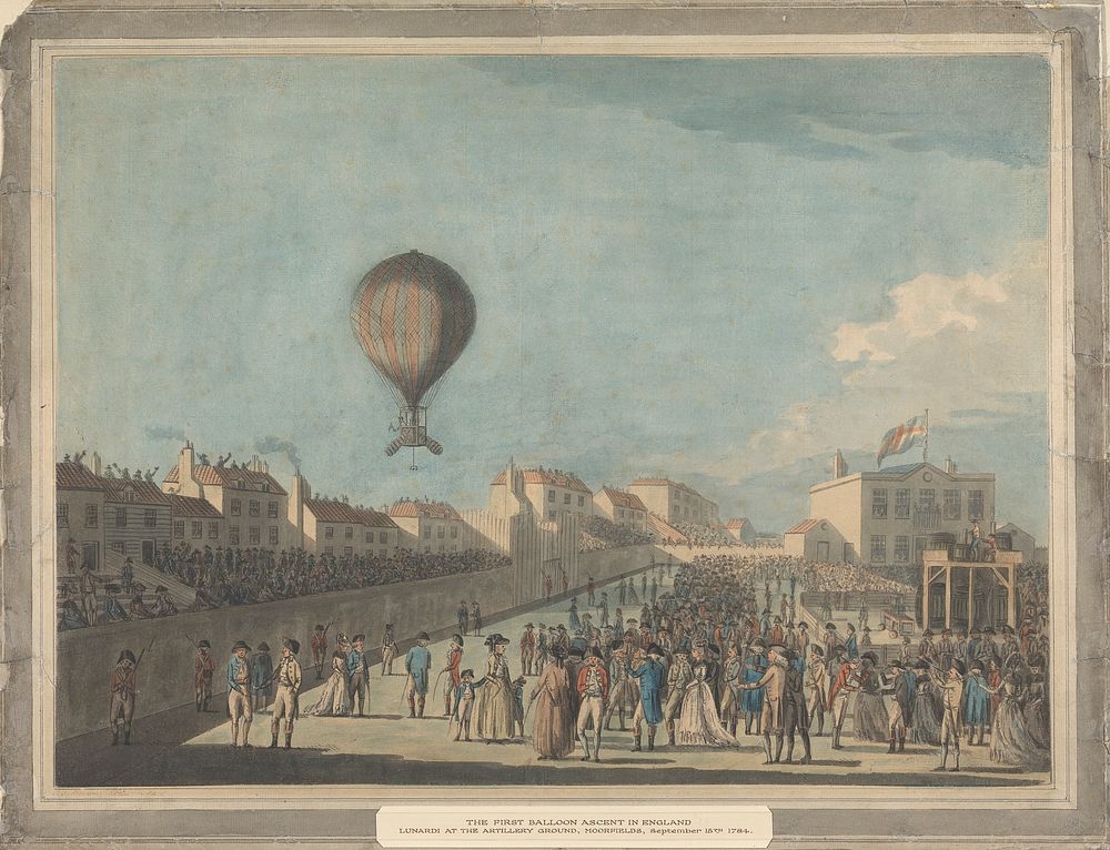 The First Balloon Ascent in England, September 1784, from the Artillery Ground, Moorfields