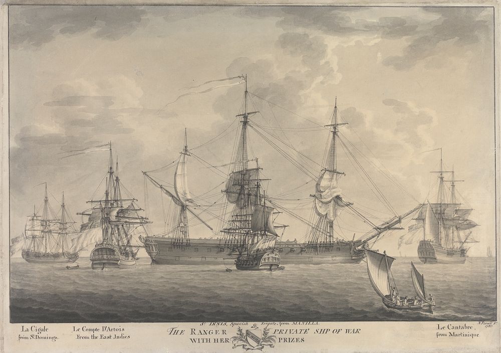 The Ranger, Private Ship of War, with her Prizes by Nicholas Pocock