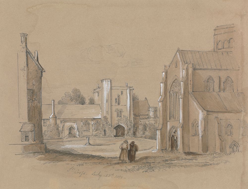 Churchyard with Two Figures in the Foreground by unknown artist