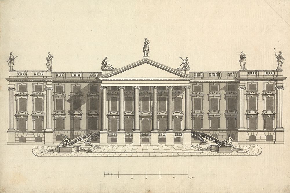 Finished Drawing of Unidentified Palladian Mansion by James Bruce