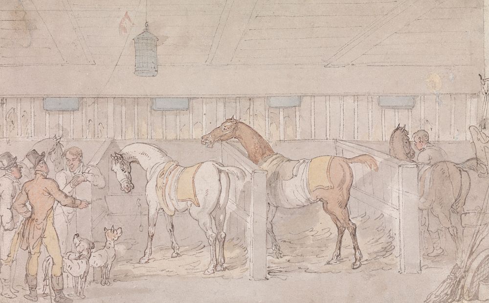 Interior of a Stable by Thomas Rowlandson