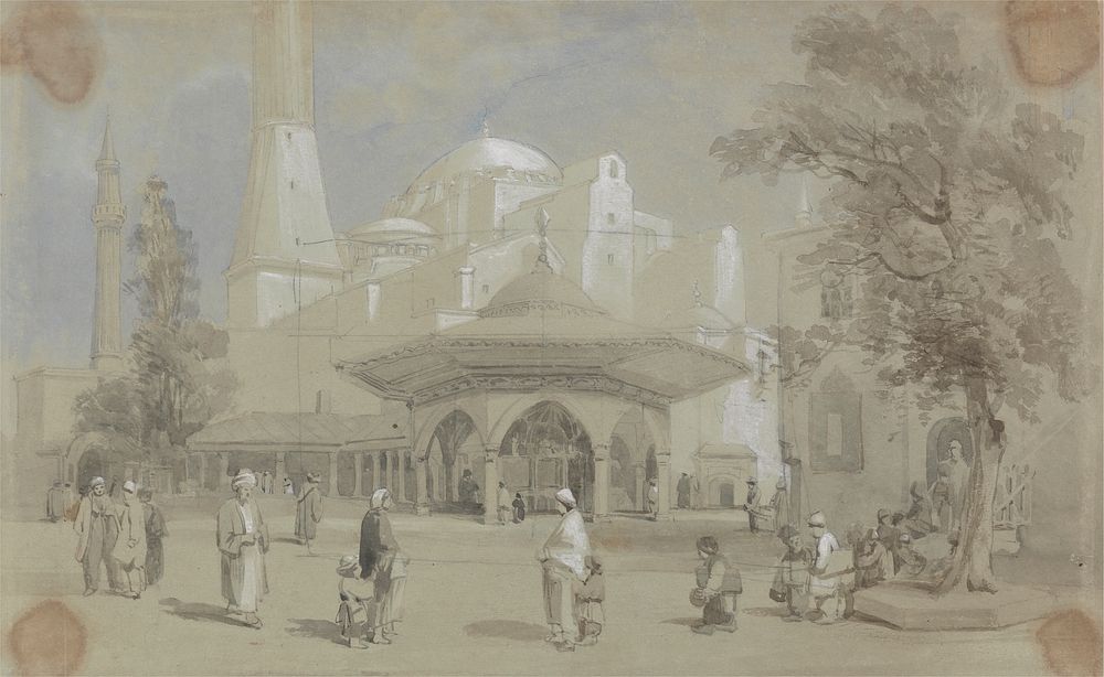 View of Hagia Sophia Mosque and Shadirvan Fountain, Istanbul by Sir Charles D'Oyly