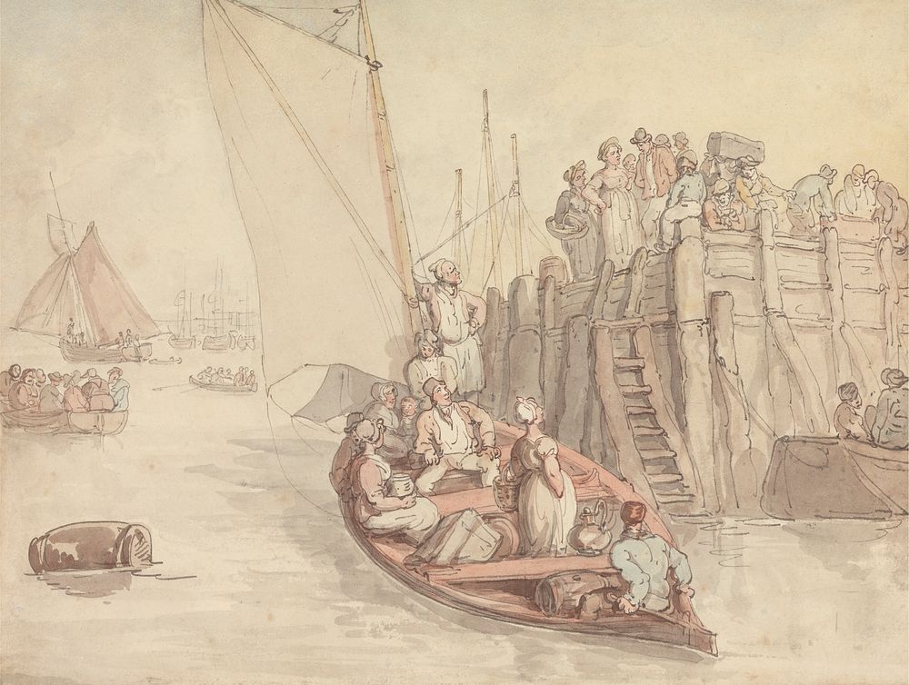A Pier at Amsterdam (Version A) by Thomas Rowlandson
