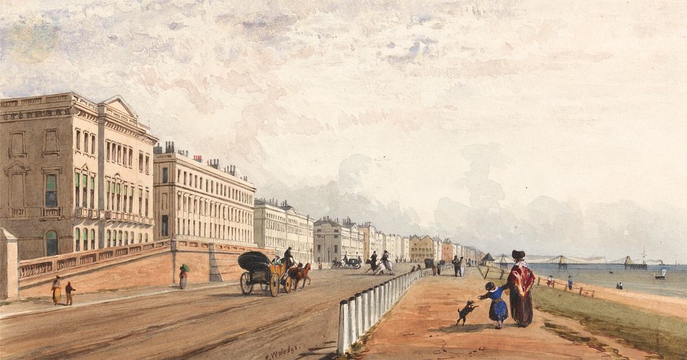 Brighton: the front and the chain pier seen in the distance by Frederick William Woledge