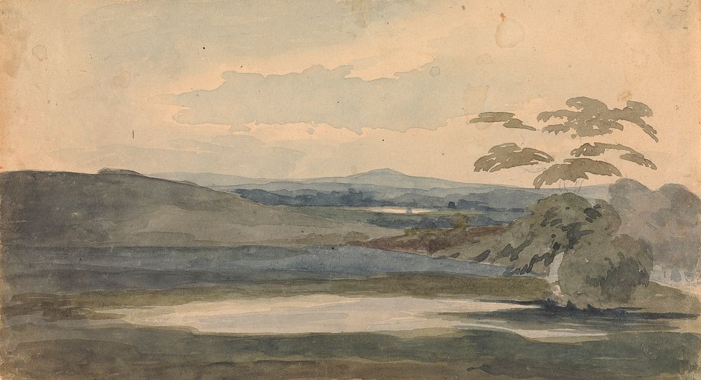 Landscape with Trees and Mountains, Lake in Foreground by Thomas Sully