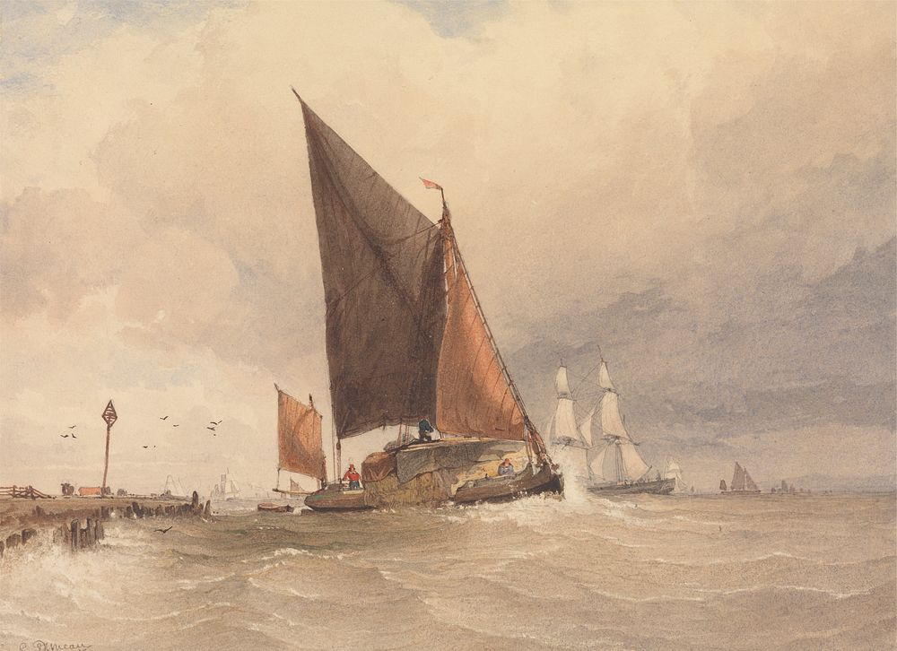 Sailing Barge at Sea by Edward Duncan
