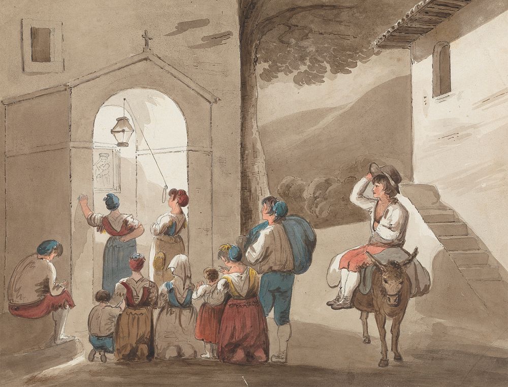 After Pinnelli - Group of Peasants Outside a Church