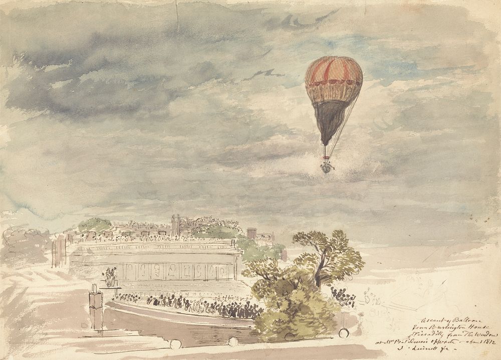 Ascent of Balloon from Burlington House, Piccadilly, from the Window at Mr. B. Palmer's