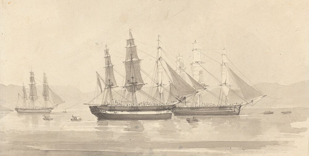 Three Ships with Barque-like Rigging