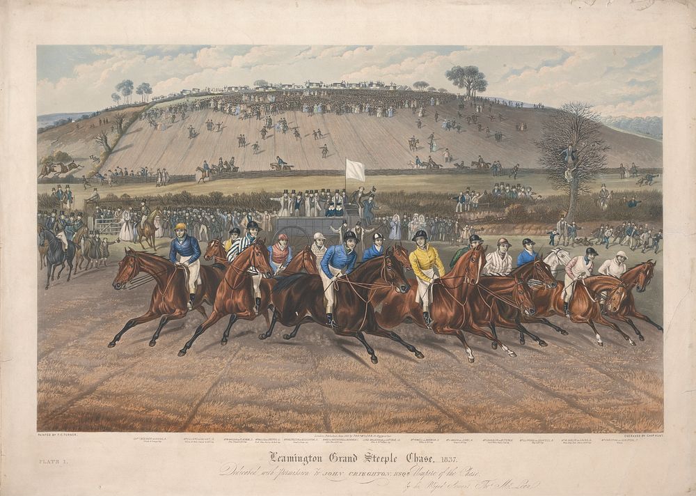 One of a set of four: Leamington Grand Steeple Chase ... 1837.  Plate 1. Capt. Beecher on Vivian ...