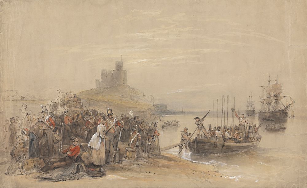 Coastal Scene with Troops Embarking by George Bryant Campion