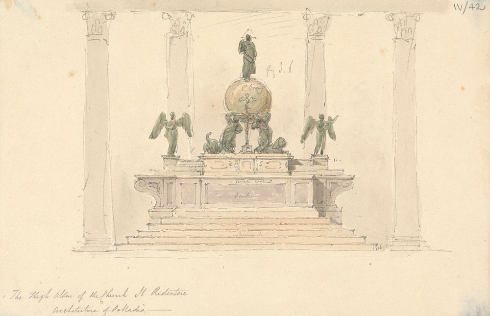 Sketch of the High Alter of the Church of, Il Redentore by Sir Robert Smirke the younger