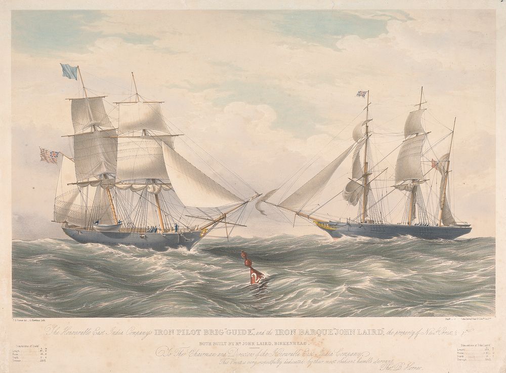 The Hon. East India Company's Brig 'Guide' and the Iron Barque 'John Laird'
