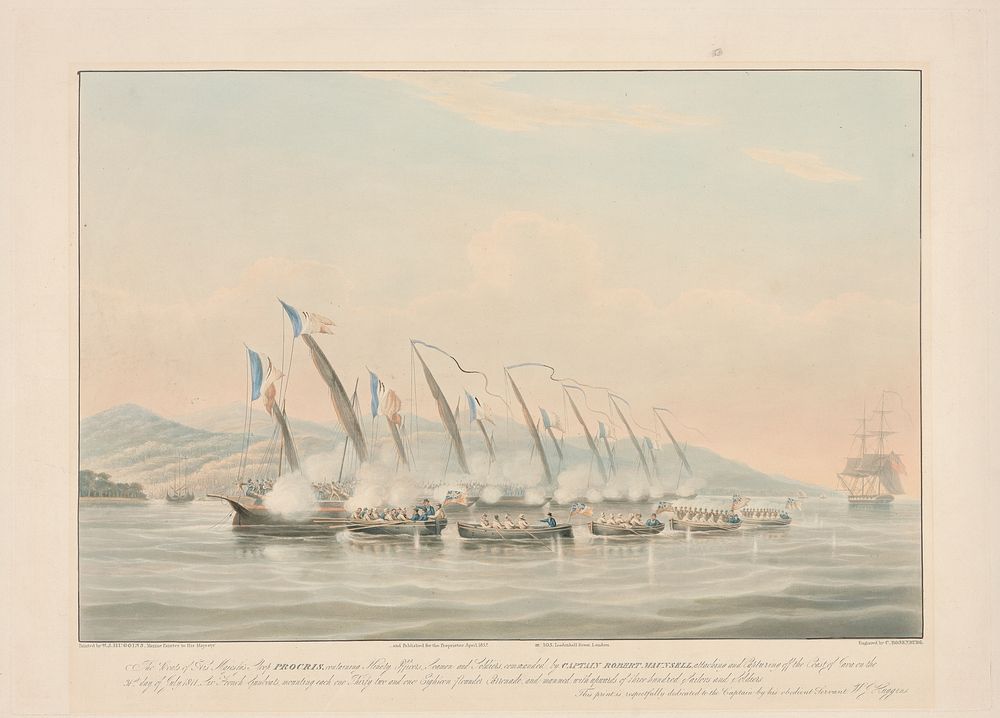 The Boats of His Majesty's Sloop 'Procris' Attacking and Capturing off the Coast of Java on 31st of July 1837