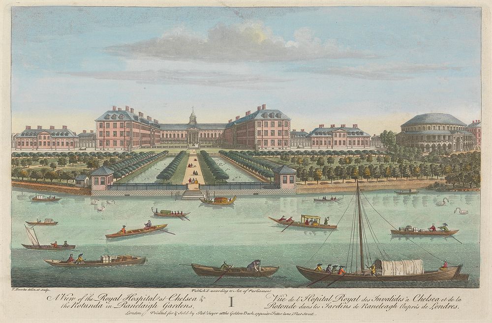 View of the Royal Hospital at Chelsea and the Rotunda in Ranleigh Gardens