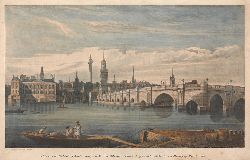 A View of the West Side of London Bridge in 1823