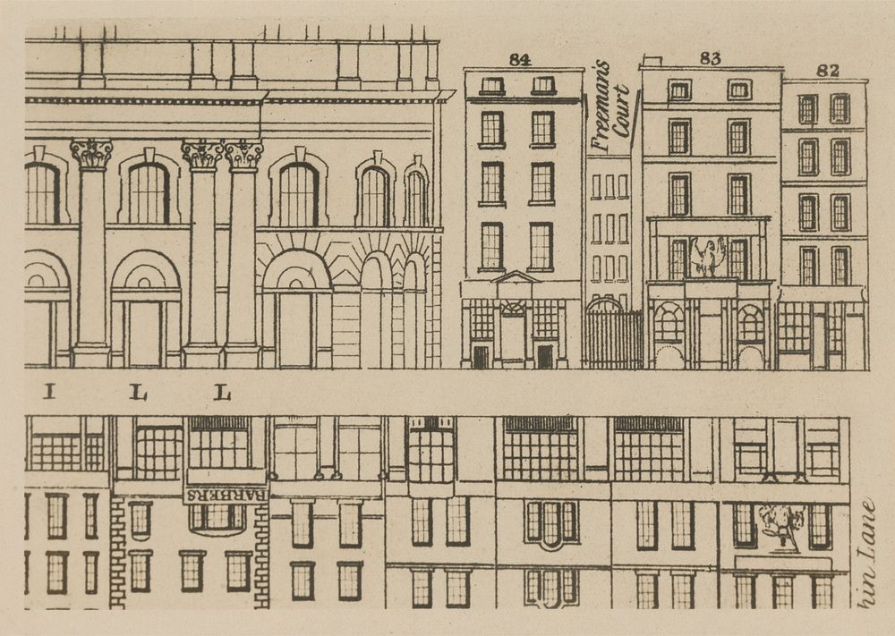 Plan of Part of Cornhill showing Freeman's Court