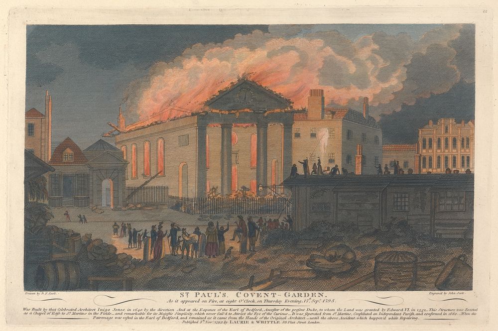 St. Paul's Covent Garden during the Fire on 17 September 1795