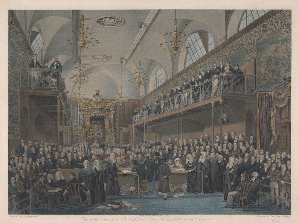 View of the Interior of the House of Lords, During the Important Investigation in 1820